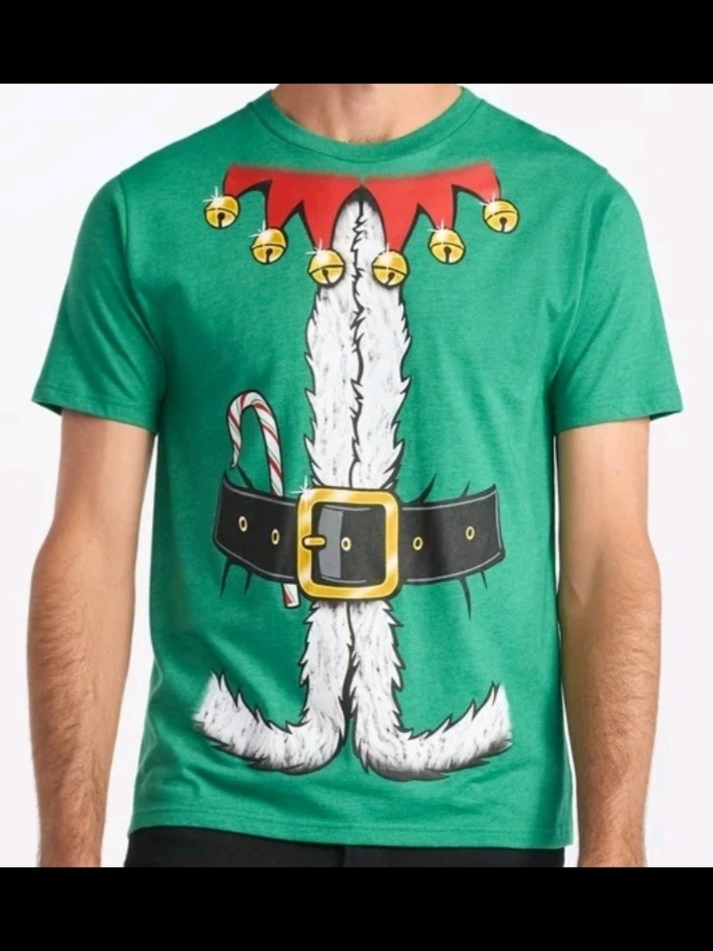 Men's Green Holiday Elf Graphic T-Shirt Size XL